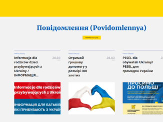 Zrzut ekranu ze stroną dla Ukraińców